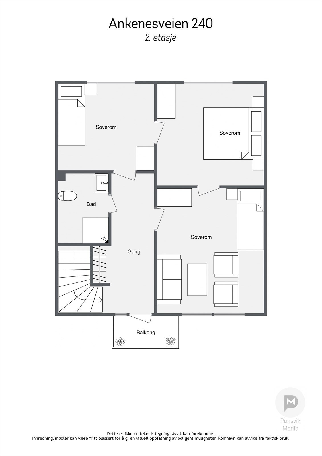 Ankenesveien 240 - 2etasje - 2D Galleribilde