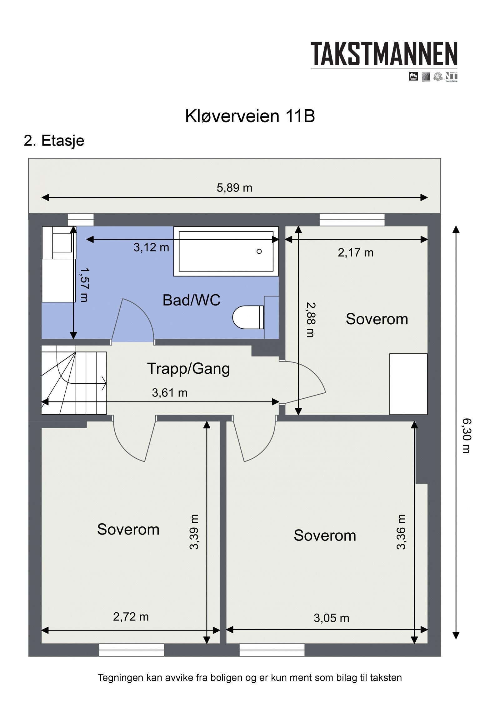 Floorplan letterhead - Kløverveien 11B - 2. Etasje - 2D Floor Plan Galleribilde