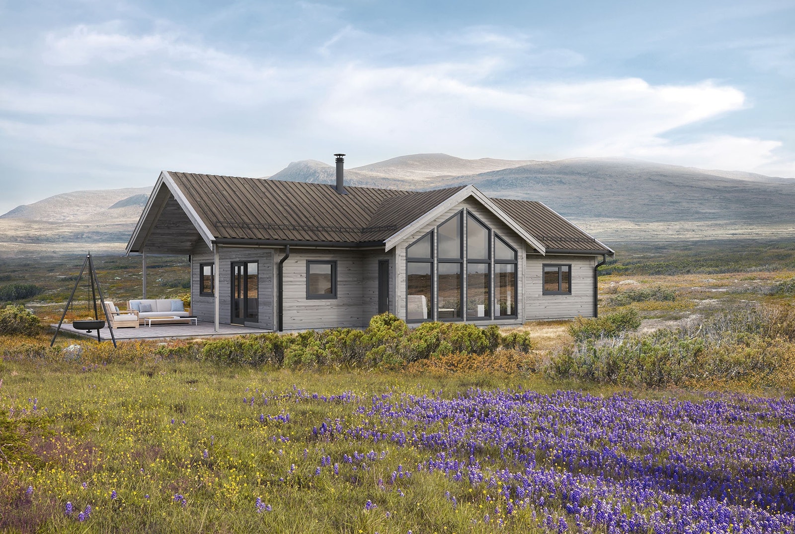 Eksempel på hytte fra Norgeshus. Blomsterenga. Galleribilde