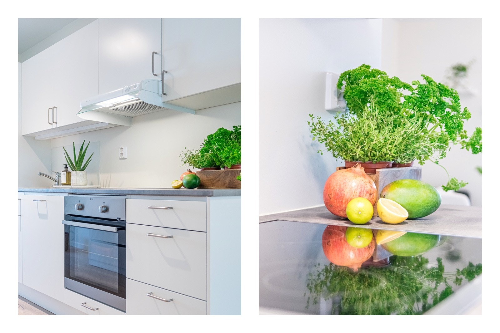 Det er integrerte hvitevarer som stekeovn, platetopp, oppvaskmaskin og kjøl-/fryseskap. Galleribilde