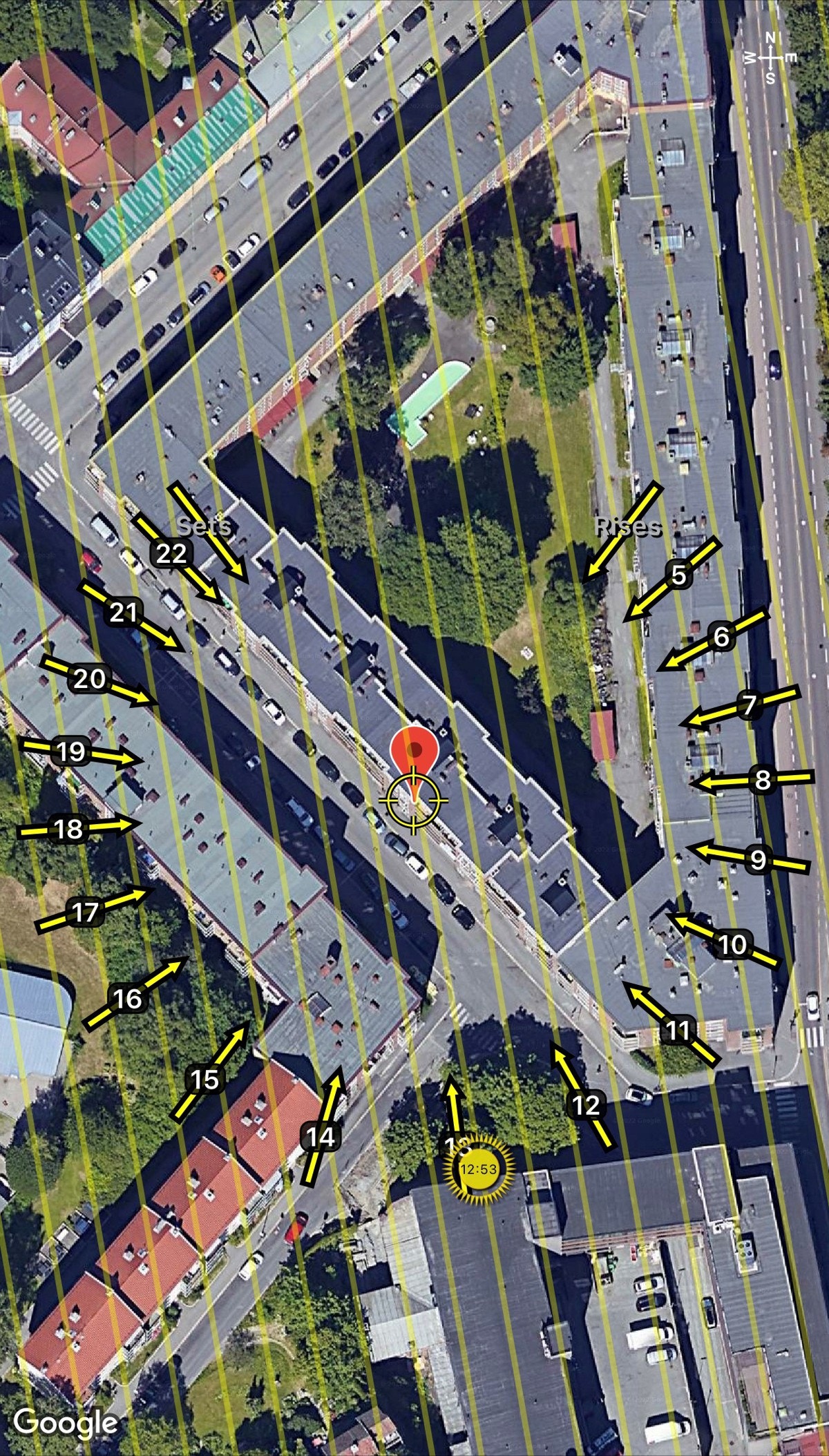 Solkart - Viser solens bane på midtsommer. Galleribilde