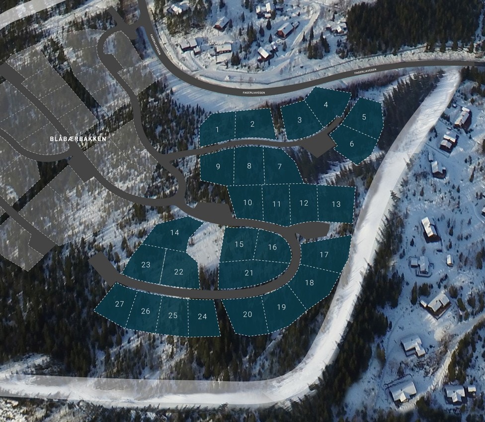 Kart over tomteområdet. Prosjektet er planlagt på tomt 17 Galleribilde