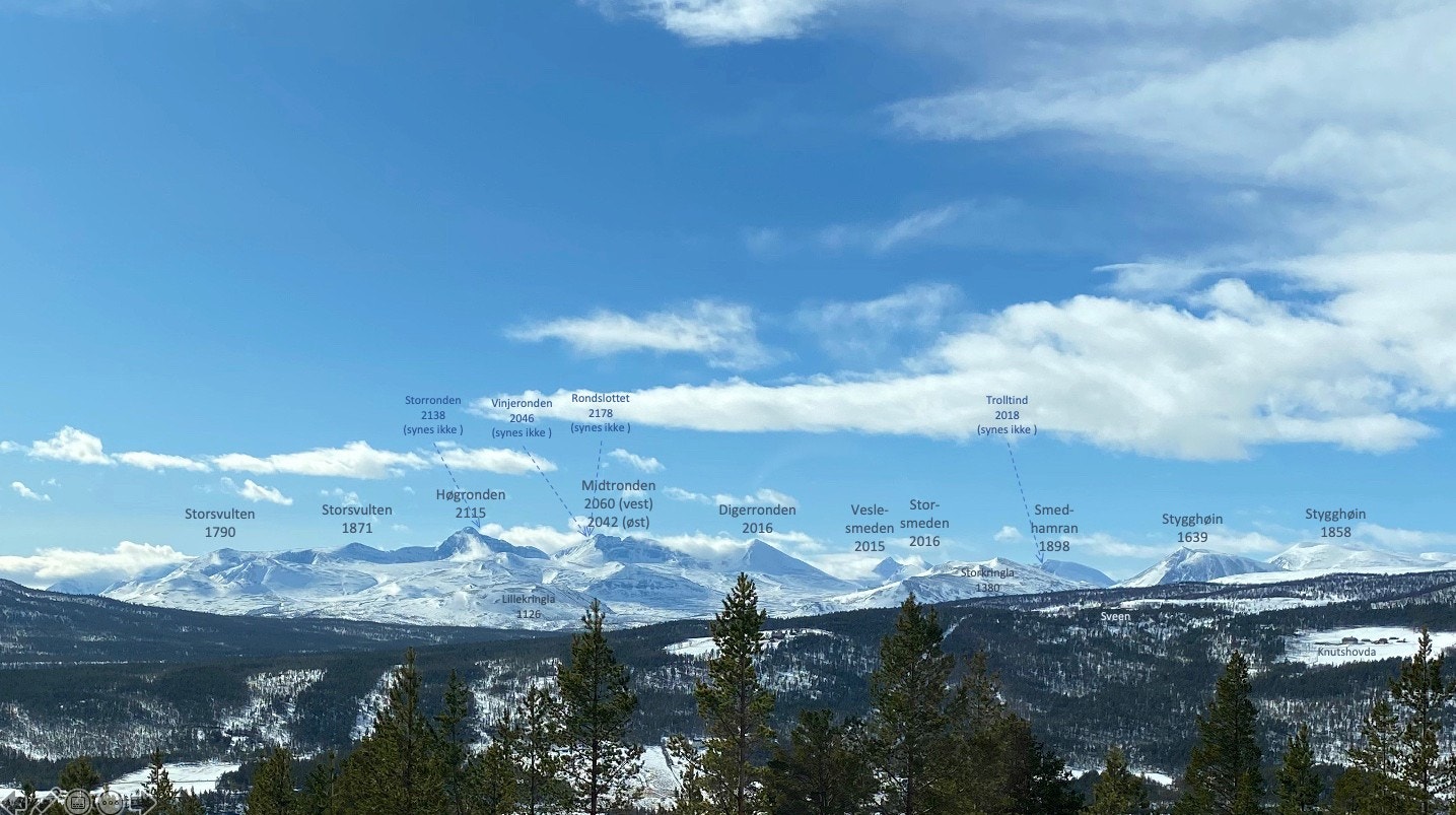 Utsikt mot fantastiske fjell i Rondane Galleribilde