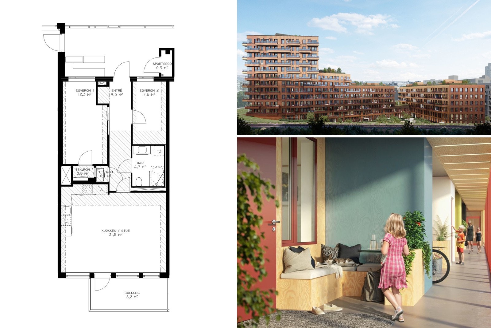Salg av kontraktsposisjon - 3-roms med optimal planløsning på 72kvm BRA og solrik balkong i Tigergården - Galleribilde