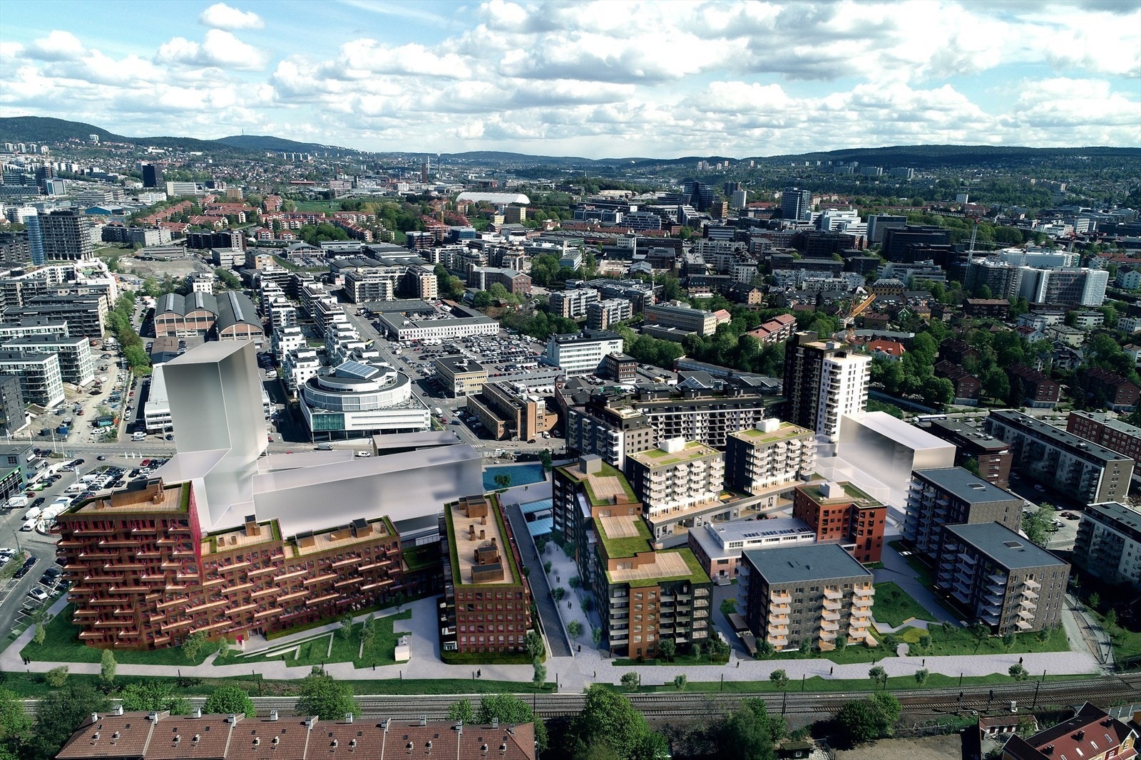 Illustrasjon - Oversikt over Ensjø Torg - Her kan du fint leve bilfritt, t-bane og busstopp er ca. tre minutters gange fra boligen. Galleribilde