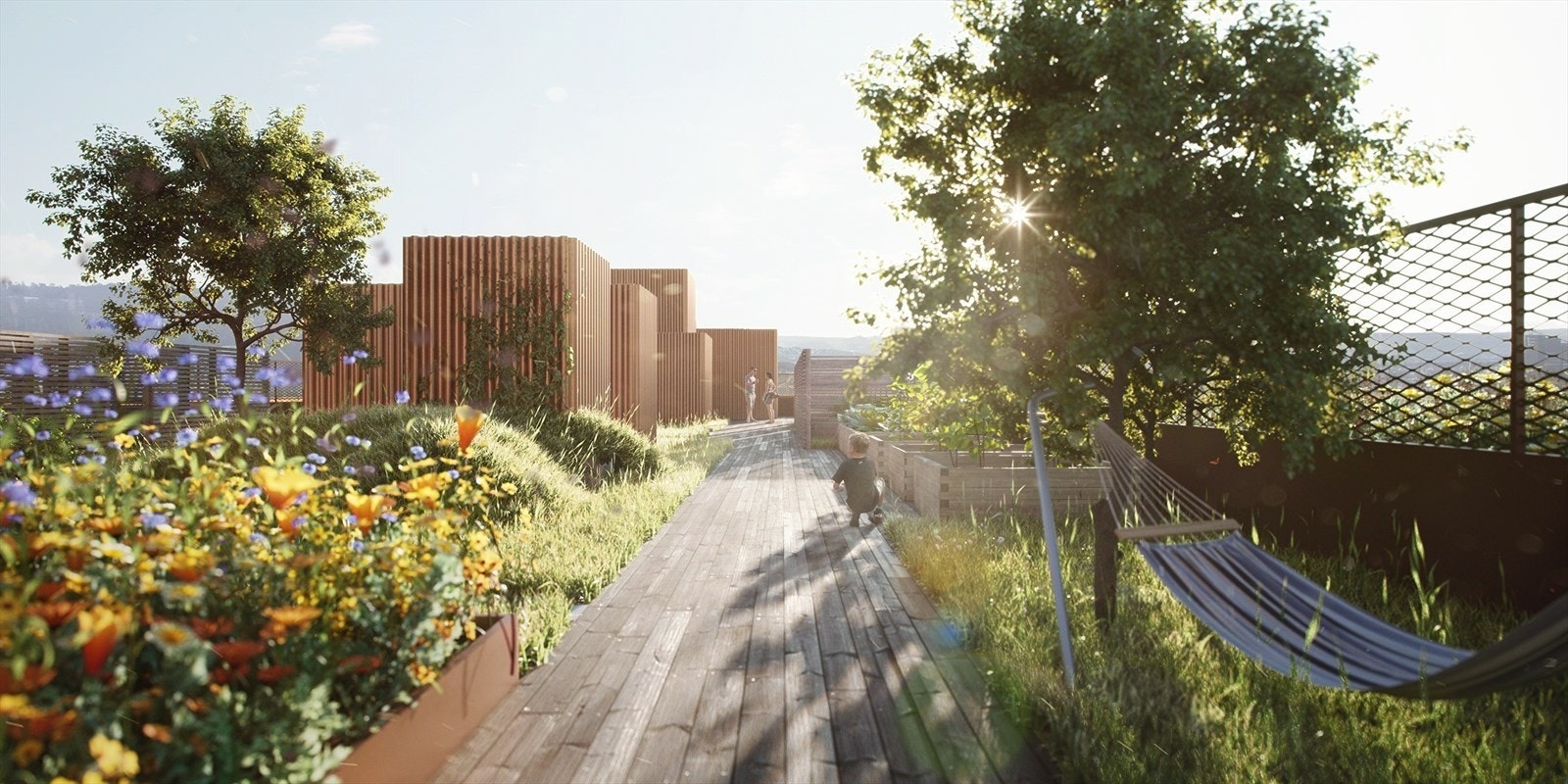 Illustrasjon - Sameiet vil ha hele fem felles takterrasser med en unik utsikt over byen - Galleribilde