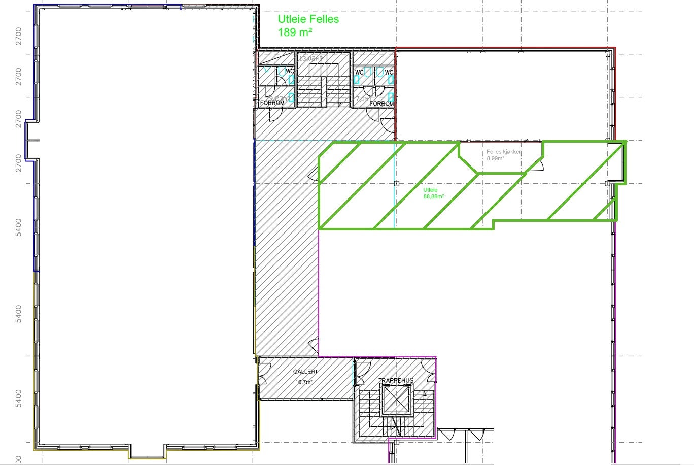 Gulvplan over lokalet Galleribilde