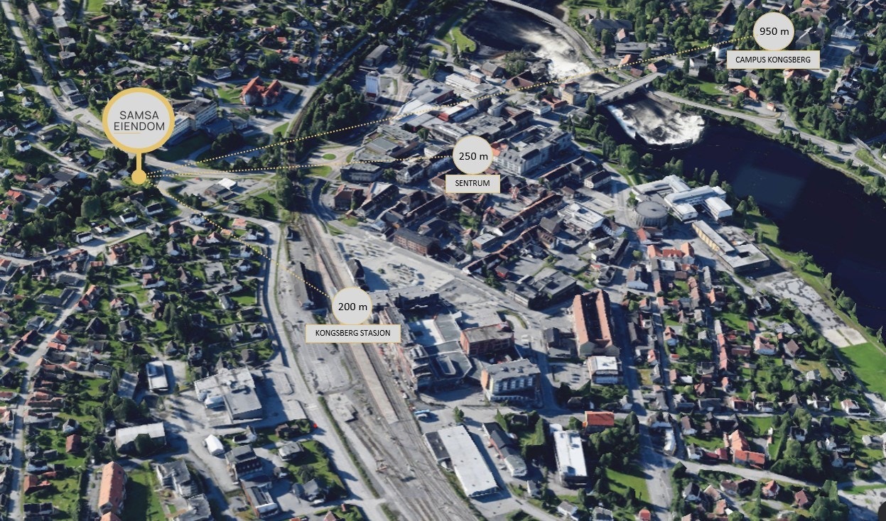 Klems gate 25 ligger meget sentralt og har gangavstand til alt du behøver av fasiliteter. Det tar ca. 15 minutter å gå til campus Kongsberg ved raskeste gangvei. På sykkel er du fremme på maks 5 minutter. Galleribilde