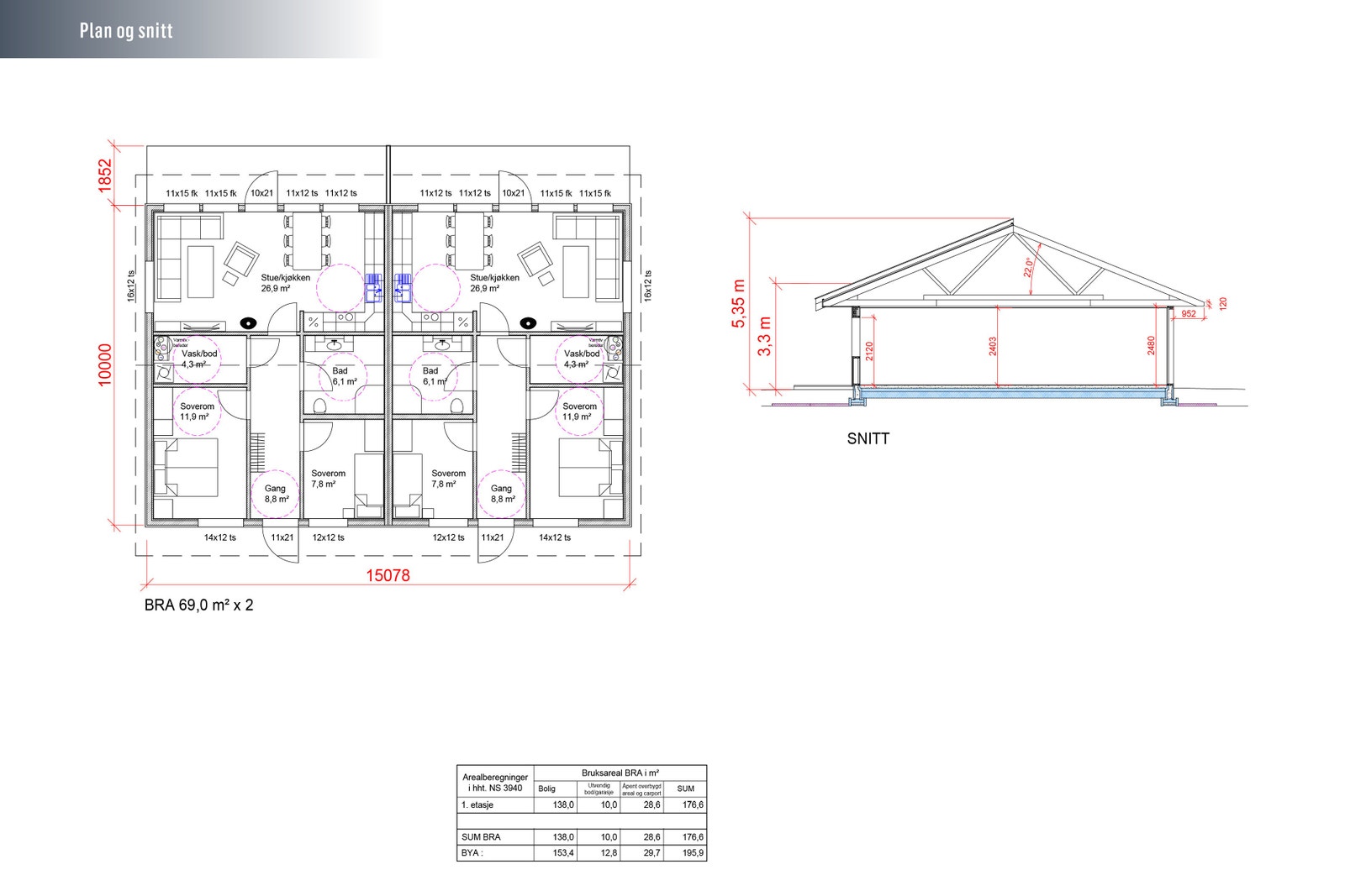 Plan og snitt Galleribilde
