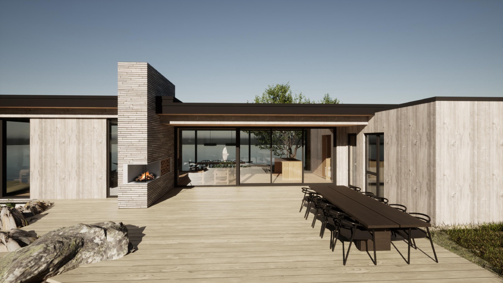 Flott gjennomlys i hyttene. Illustrasjon Galleribilde