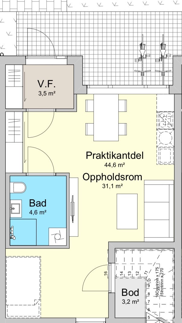 Plantegning. Se flere tegninger i prospektet på haveby.no, aktuelle hybel gjelder i bolig nr 2. Galleribilde