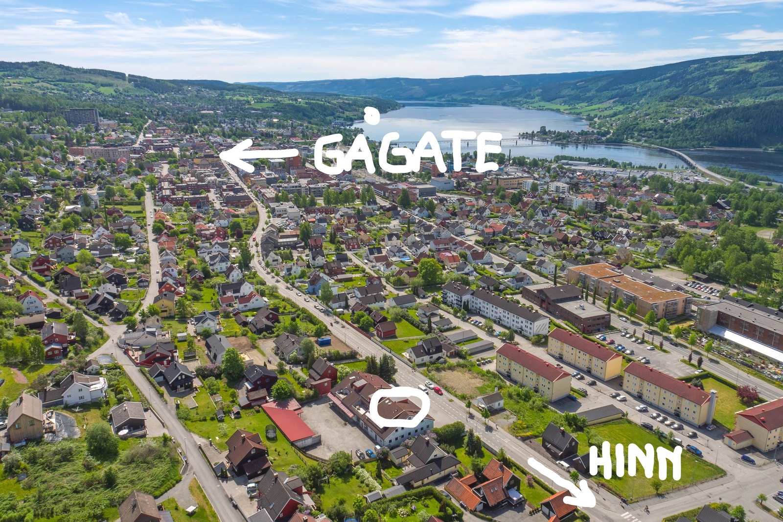 Oversiktsbilde mot Mjøsa i syd Galleribilde