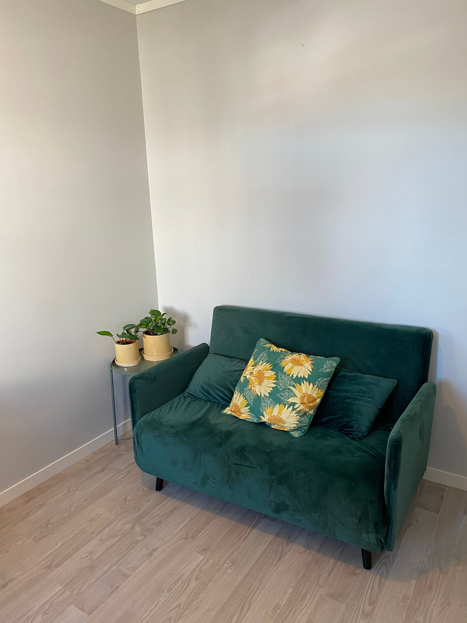 Lite soverom med plass til seng, sovesofa eller sofa. Galleribilde