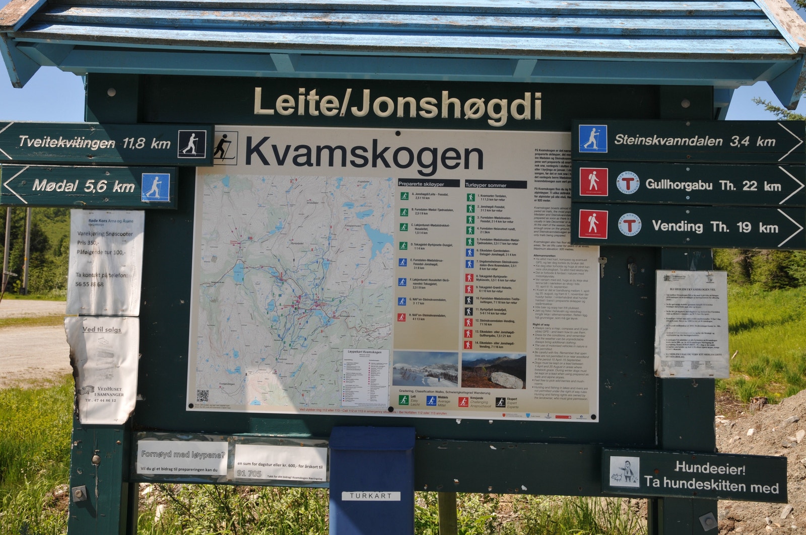 Infotavle turområder ved innkjøring til parkeringsplass Galleribilde