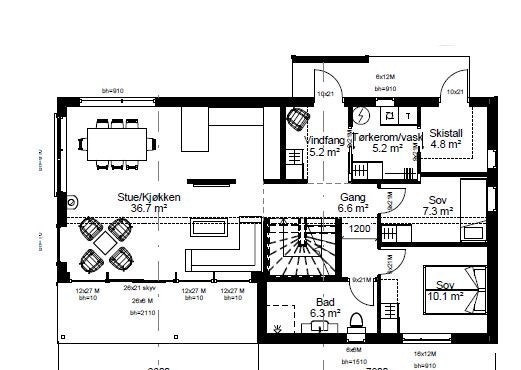 Planløsning 1. etasje Galleribilde