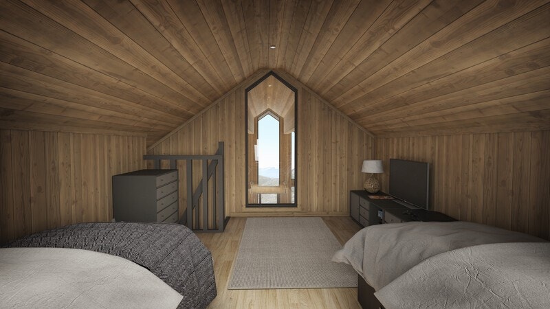 3D skisse av hytta Galleribilde