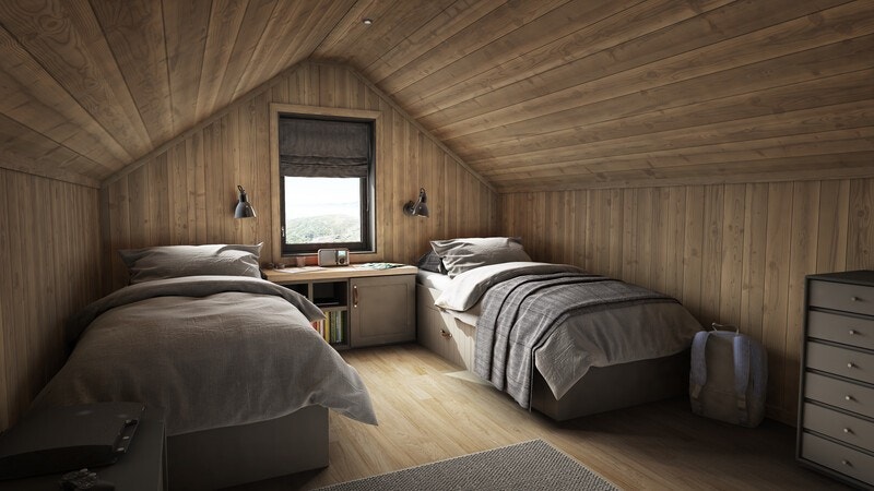 3D skisse av hytta Galleribilde