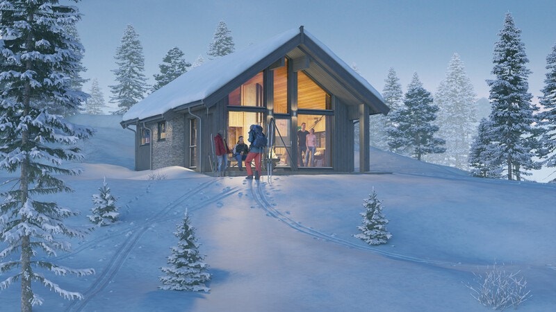 3D skisse av hytta Galleribilde