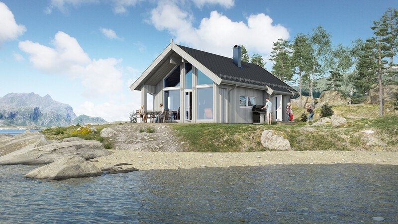 3D skisse av hytta Galleribilde