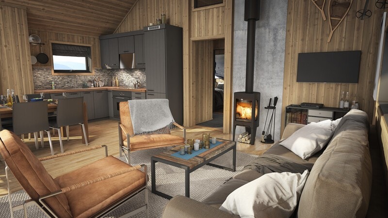 3D skisse av hytta Galleribilde