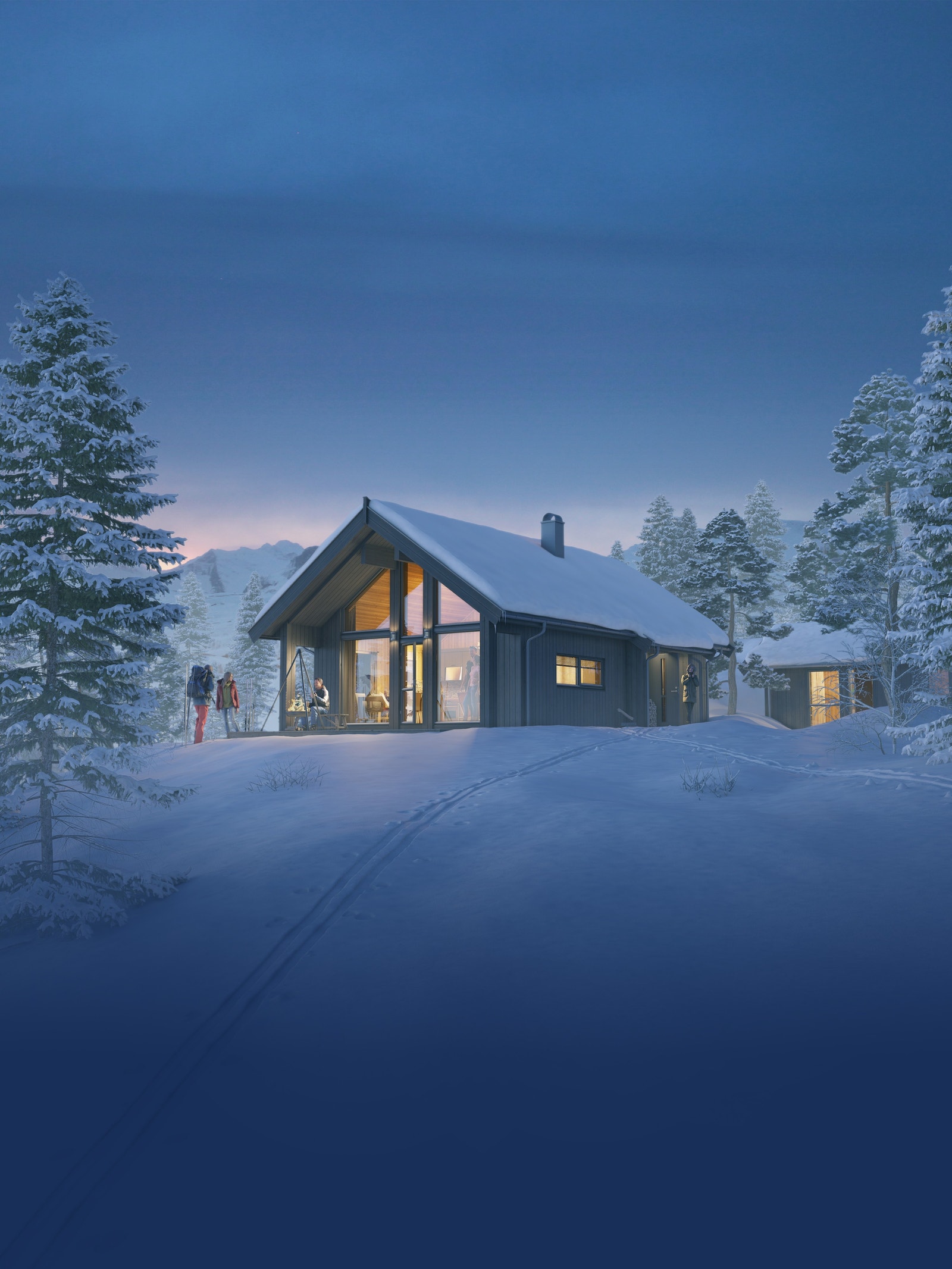 3D skisse av hytta Galleribilde