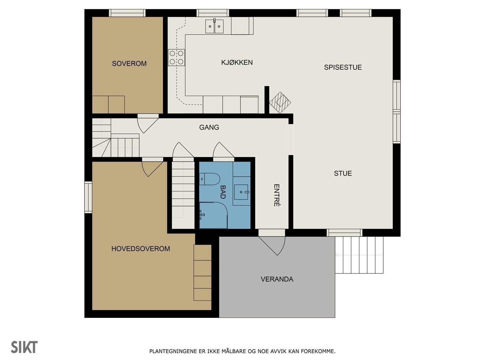 Plantegning hovedetasje. Galleribilde