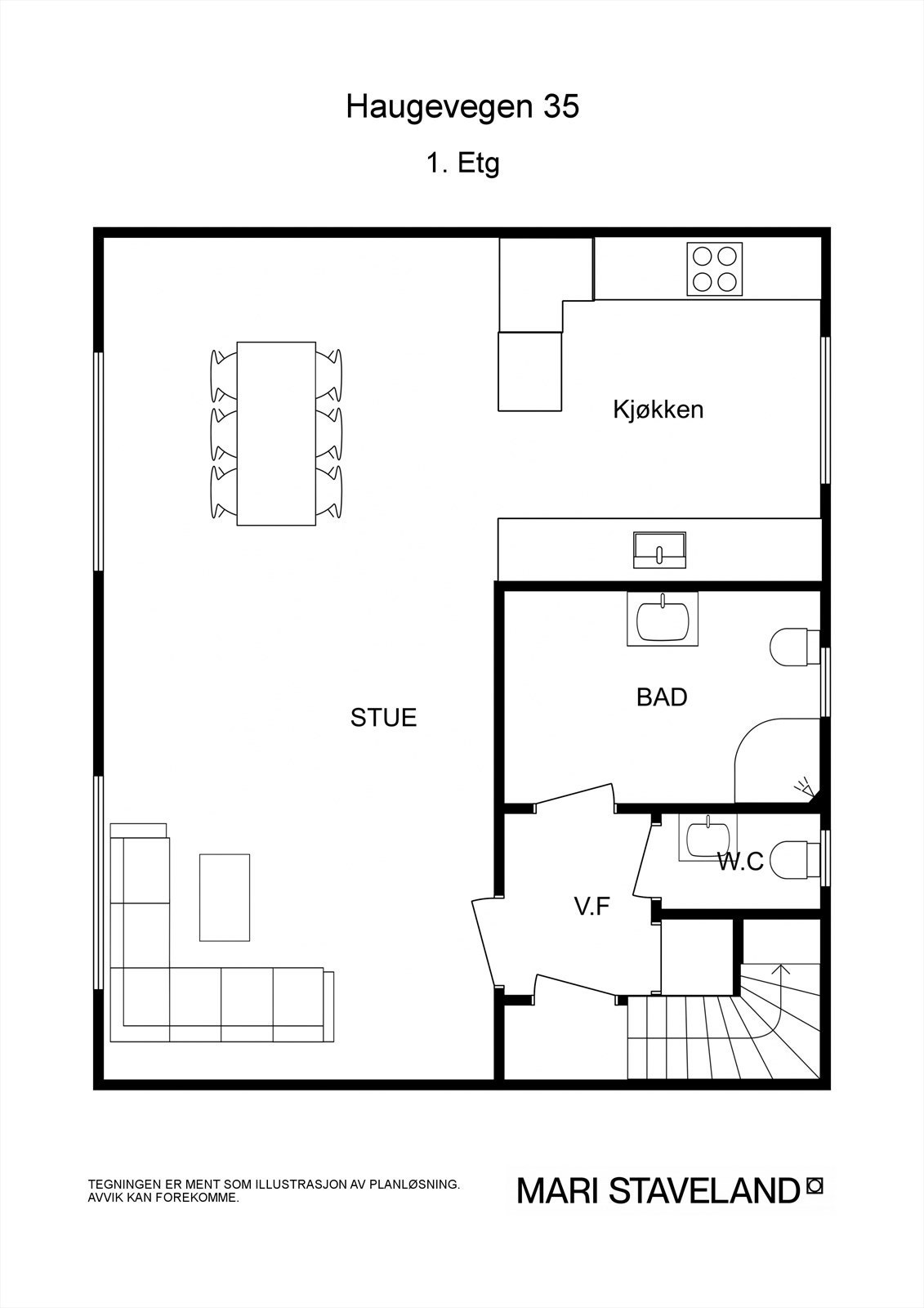 Floorplan letterhead - Haugevegen 35 - 1. Etg - 2D Floor Plan Galleribilde