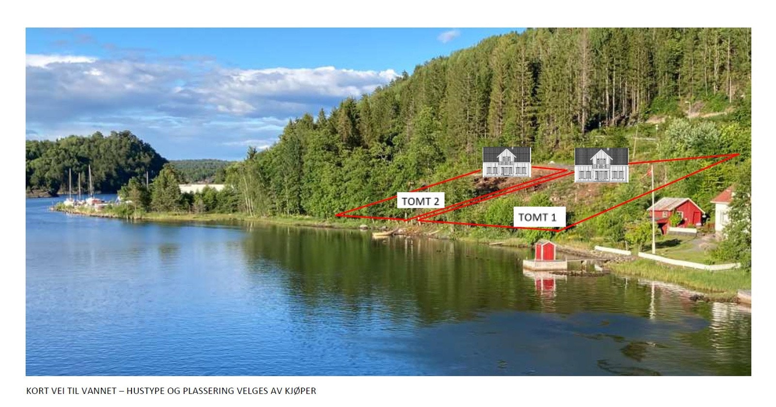 Illustrasjon: Tomtene blir liggende nærmest i vannkanten Galleribilde