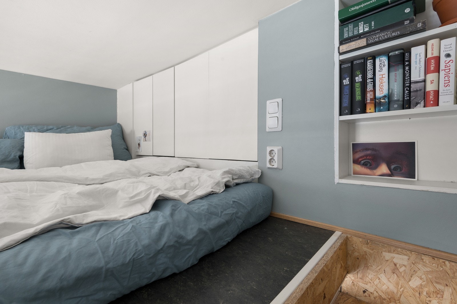 Lysbrytere og praktisk strømuttak på hems. Galleribilde