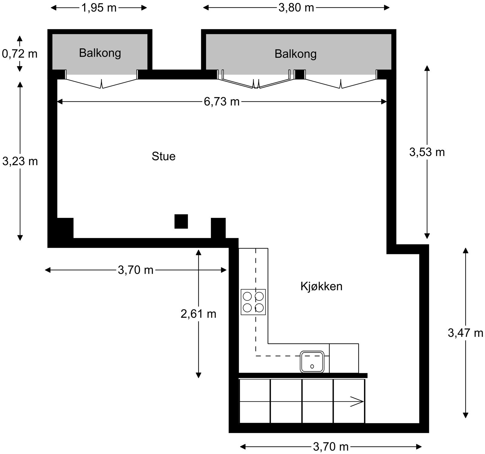 Plantegning 5. etasje (hoveddel). Galleribilde
