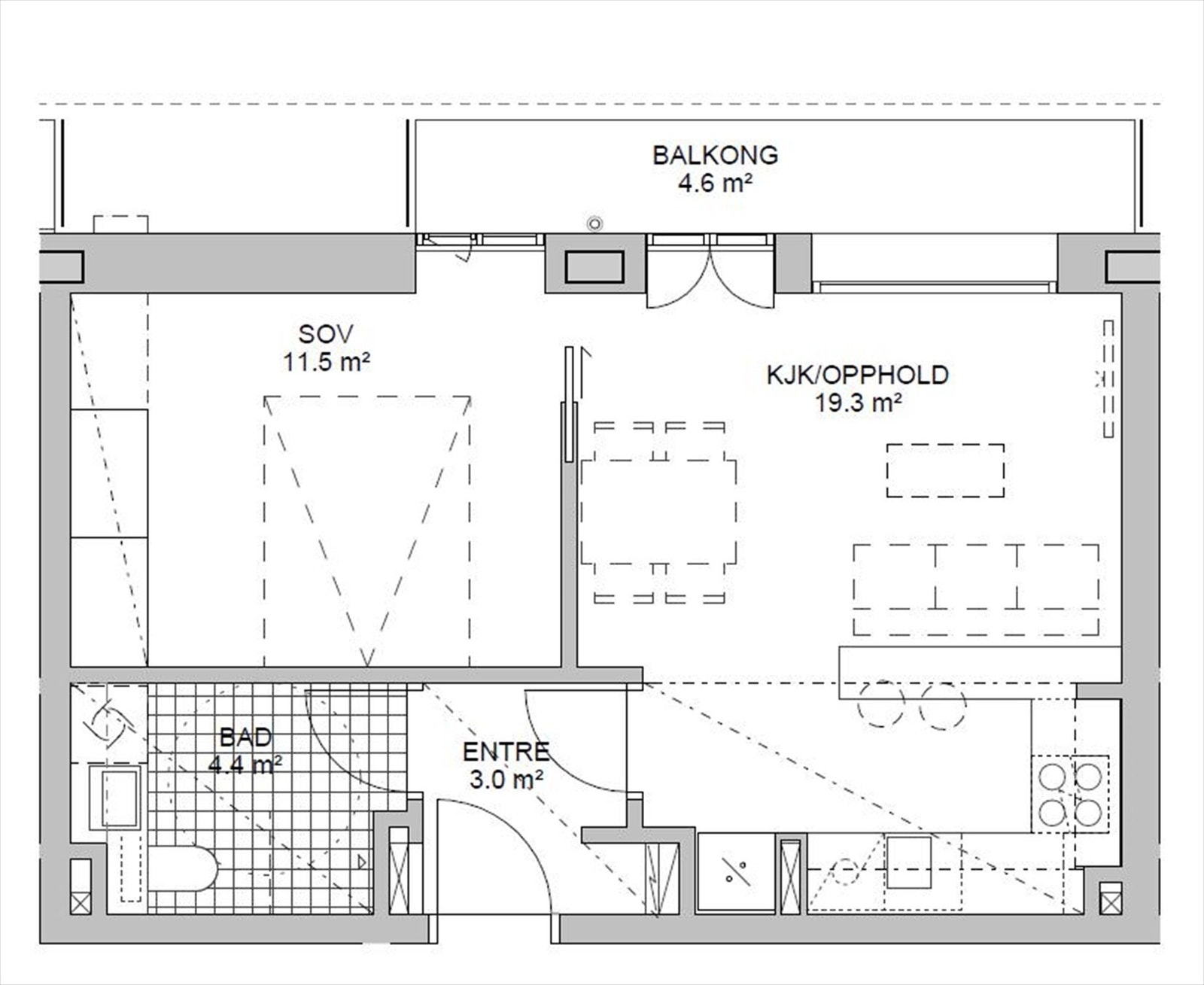 Plantegning Trelastgata 21 - 8. Etasje - Ikke målbar. Galleribilde