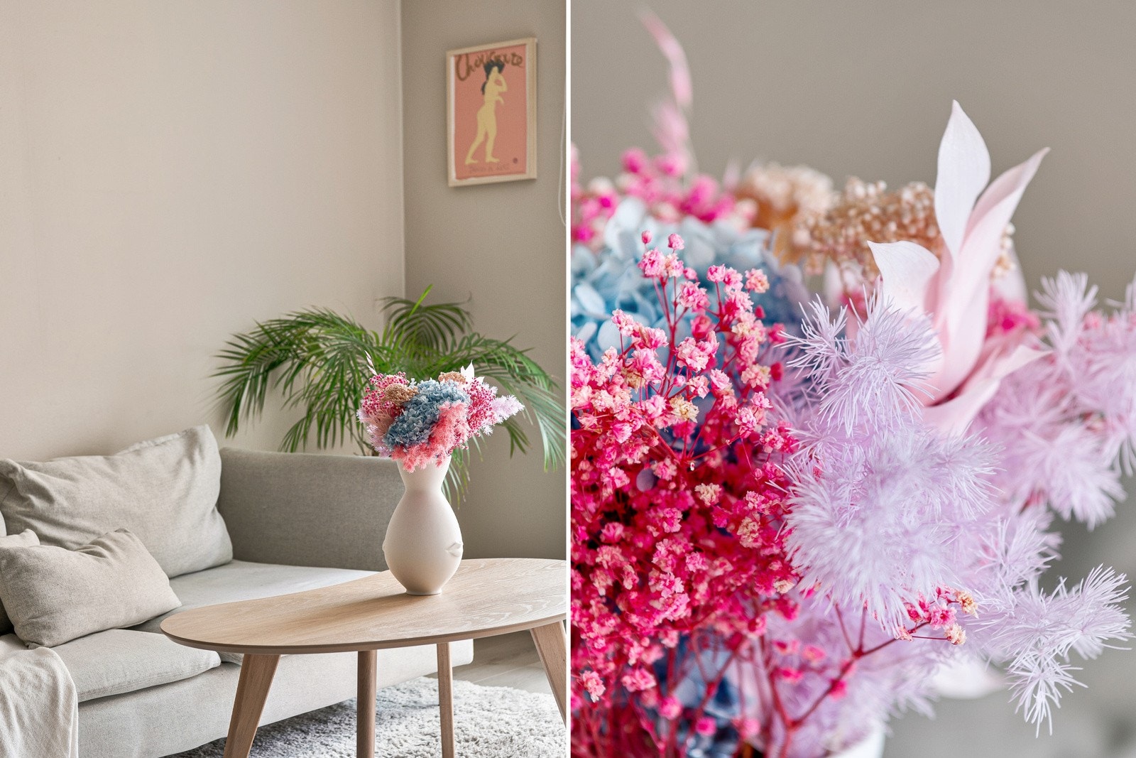 Når du har en nøytral base på møbler og vegger, trenger du ikke være redd for å bruke friske farger på tilbehøret:-) Galleribilde