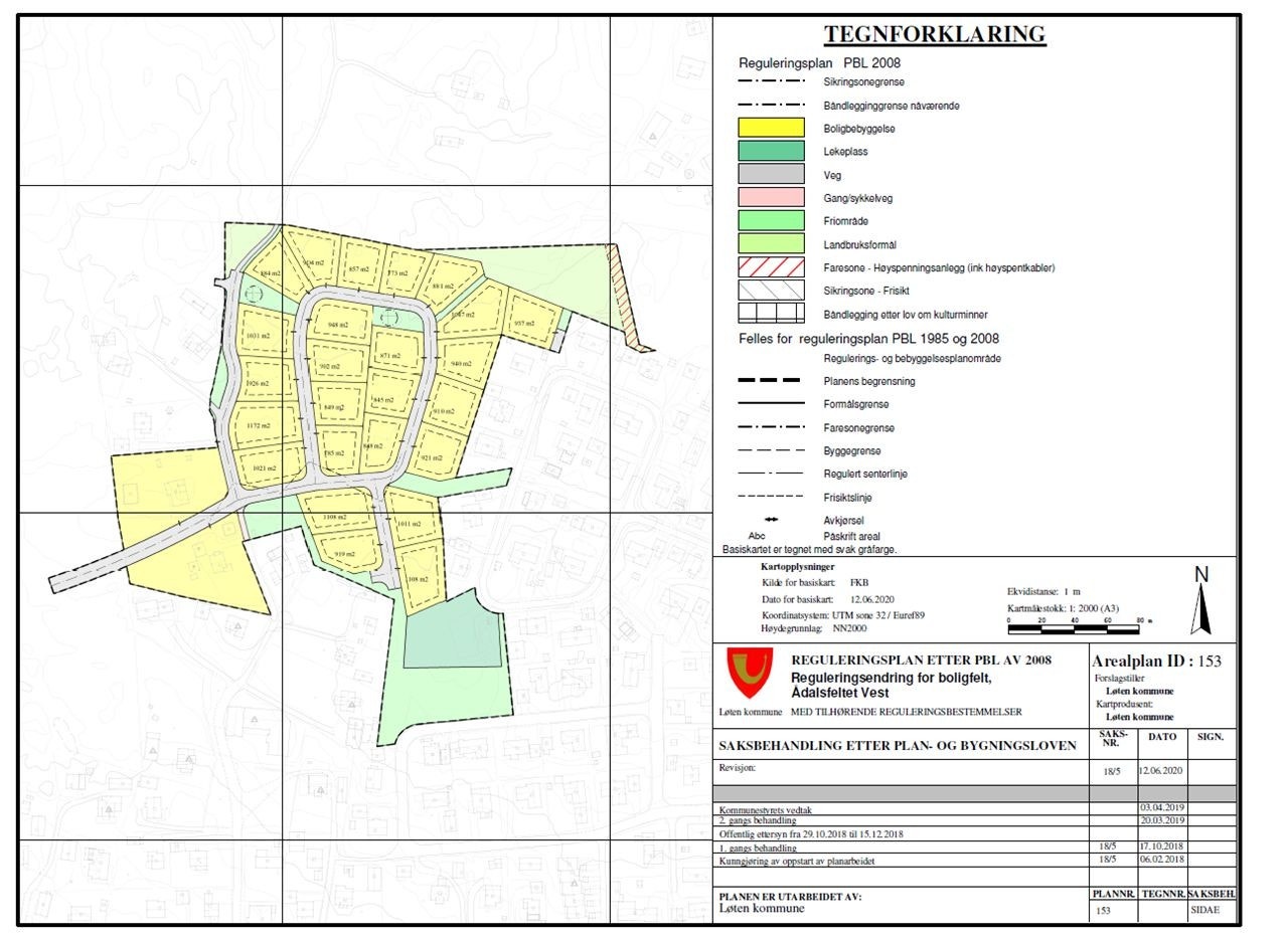 Reguleringsplan. Legg merke til tomt øverst til høyre, som vil få adkomst fra Formervegen. Galleribilde