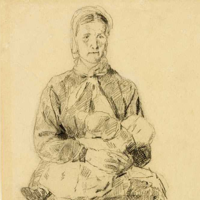 Oline Fløtholen - her som modell i Munchs bilde "Kone med barn". Galleribilde