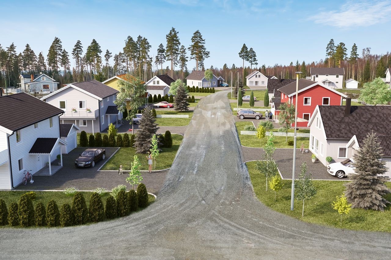 Illustrasjon med garasjer. Vestre del av feltet. Galleribilde