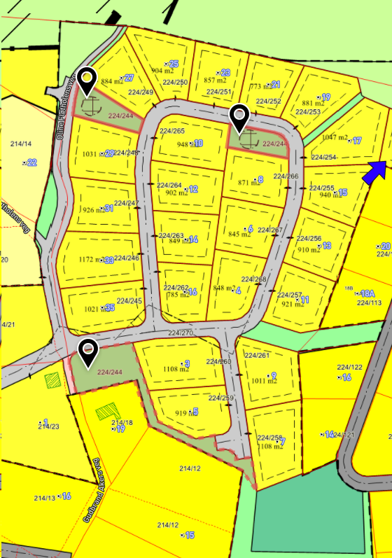 Kart over tomtefeltet og fellesareal (Realsameie) Formervegen 23 er ikke med på kart, men merket med pil. Galleribilde