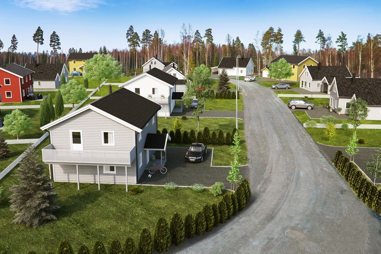 llustrasjon med garasjer, Østre del av feltet Galleribilde