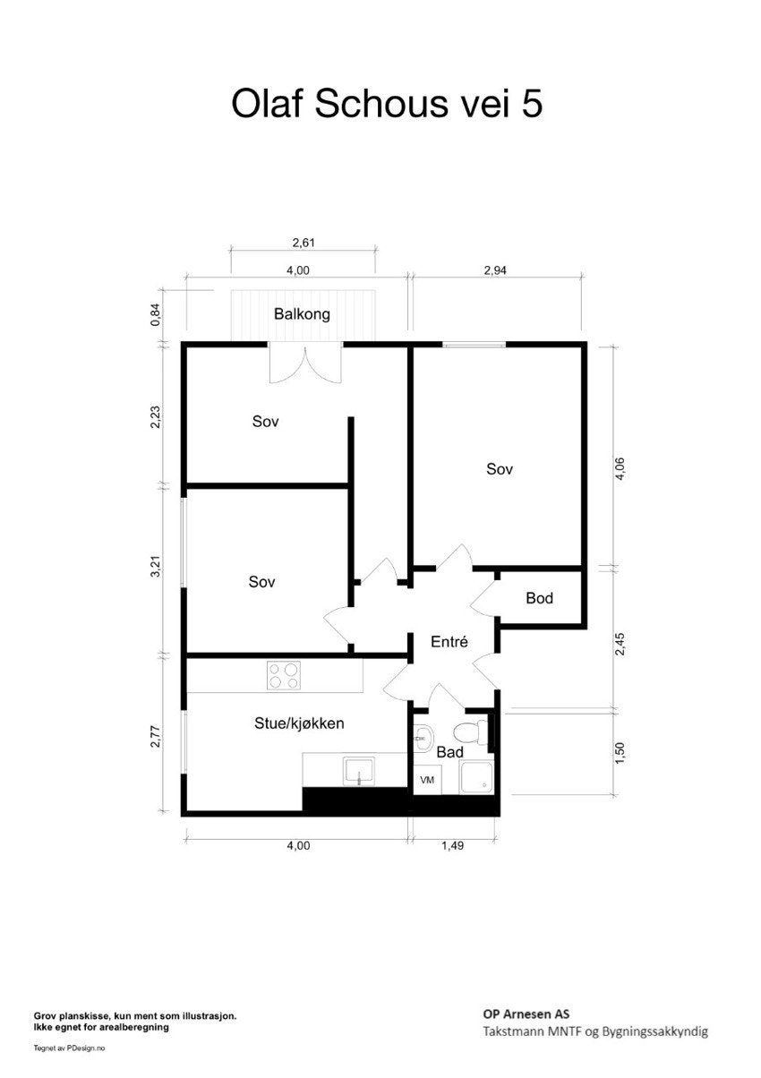Plantegning - leiligheten ligger i 2. etasje. Galleribilde