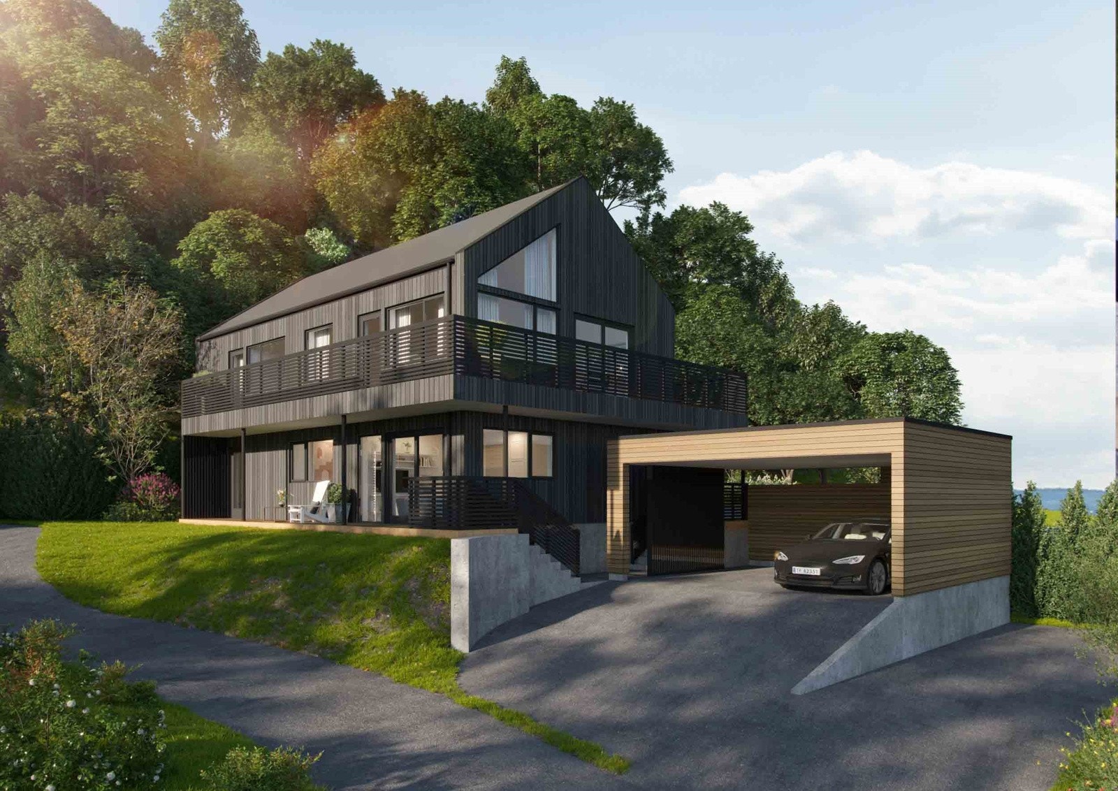 Den største eneboligen blir totalt på 167m² Galleribilde