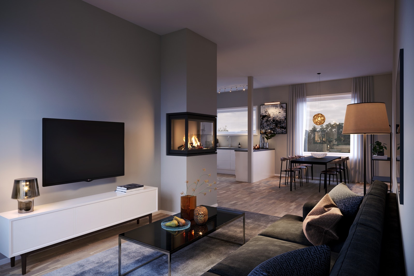 En fantastisk Jøtul ovn i stuen på rekkehus 10 og 13 Galleribilde