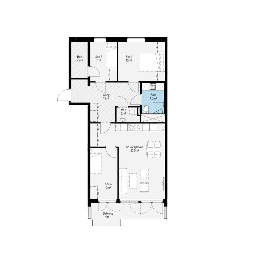 Plantegning for 6009 i Ulvenkroken brl. Galleribilde