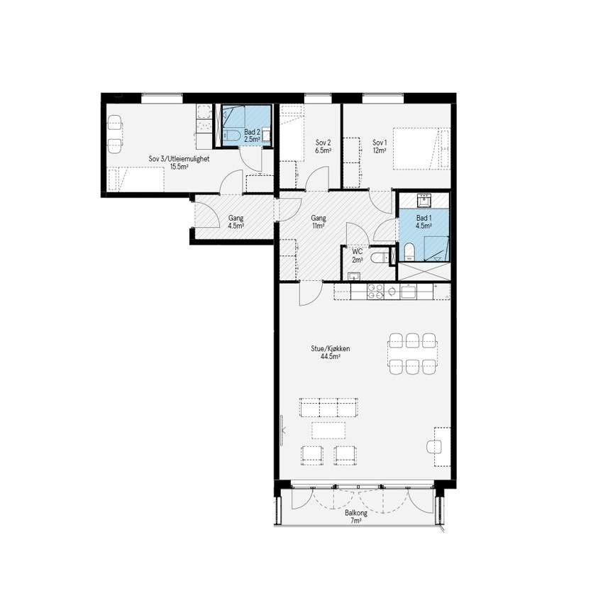 Plantegning for 7005 i Ulvenkroken brl. Galleribilde