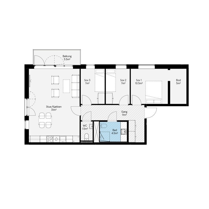 Plantegning for 3002 i Ulvenkroken brl. Galleribilde