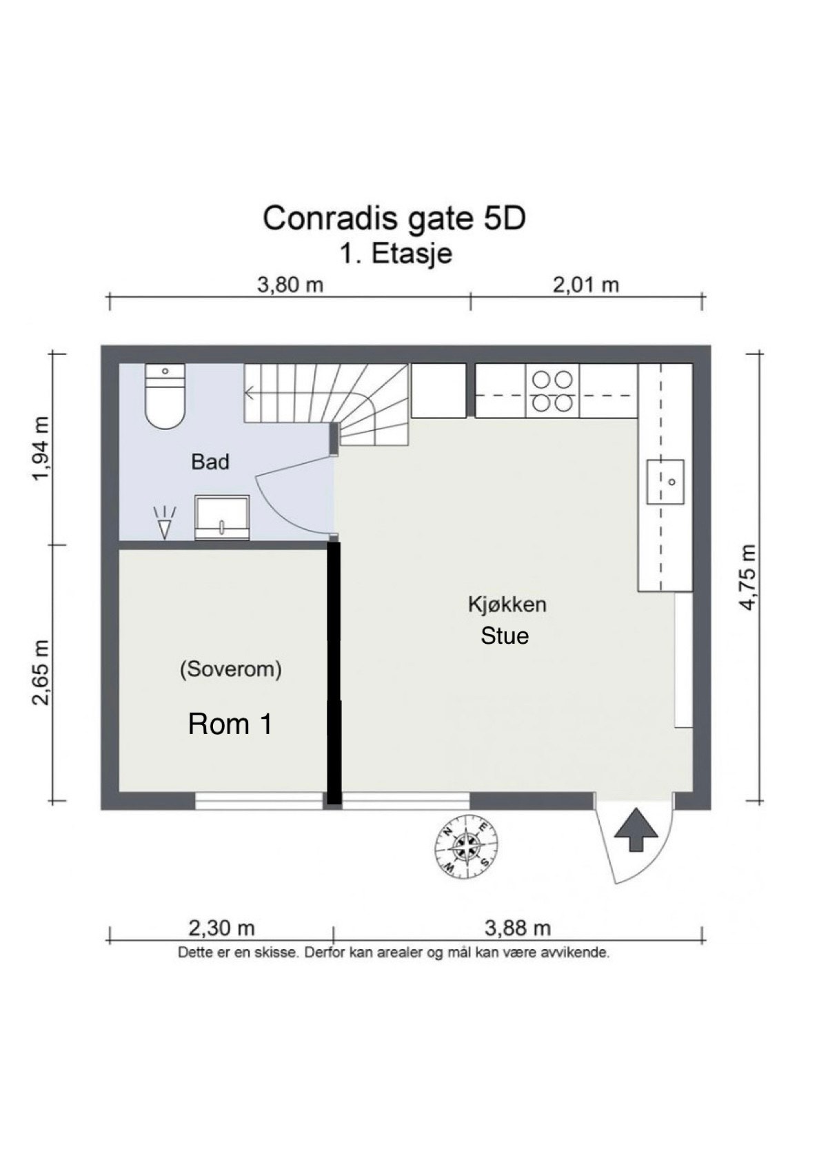 Arealplan 1. etg og Rom 1 Galleribilde