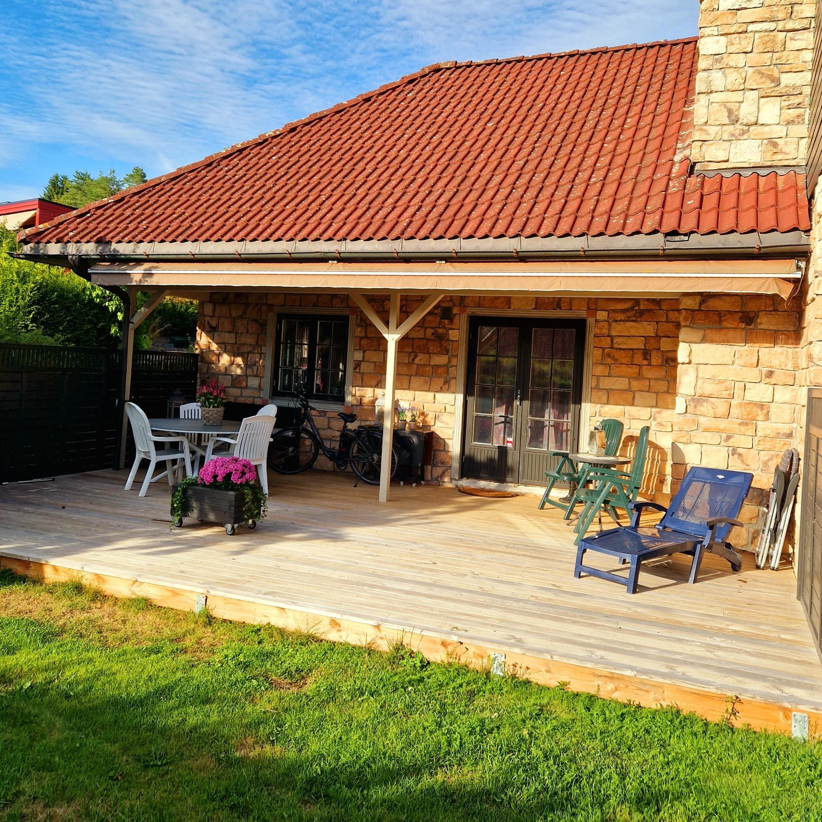 Stor platting i usjenert hage Galleribilde