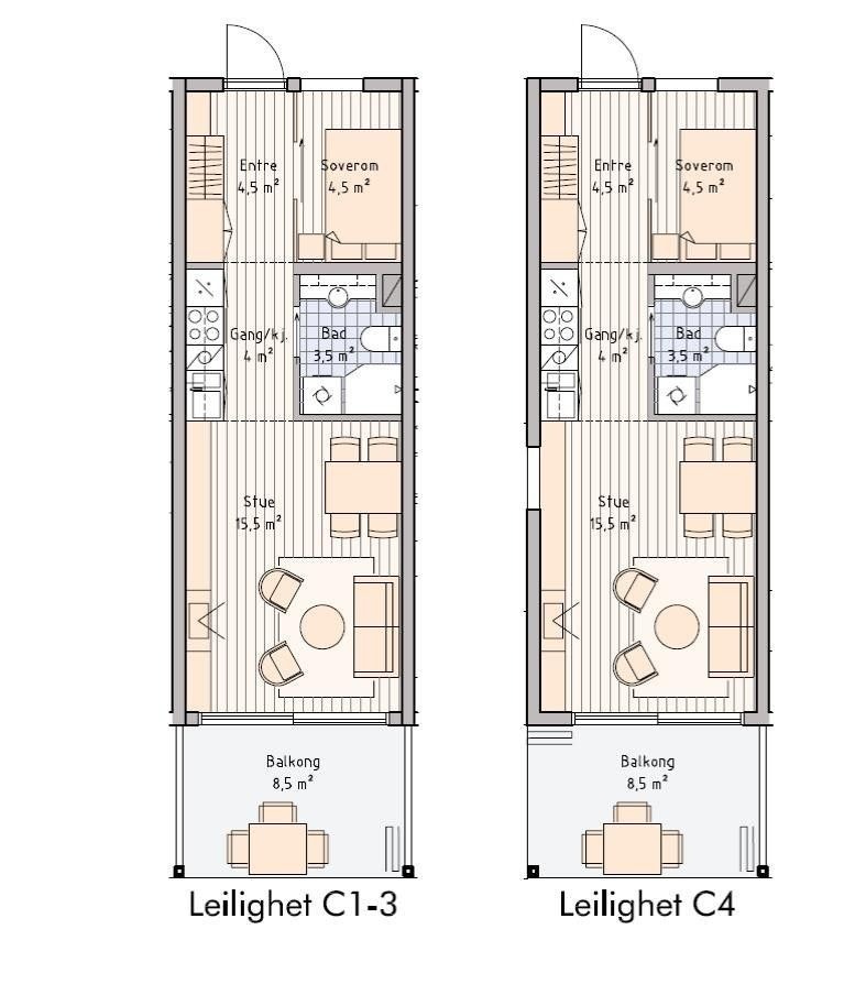 Plantegning til venstre - Leilighet C1-3 Galleribilde