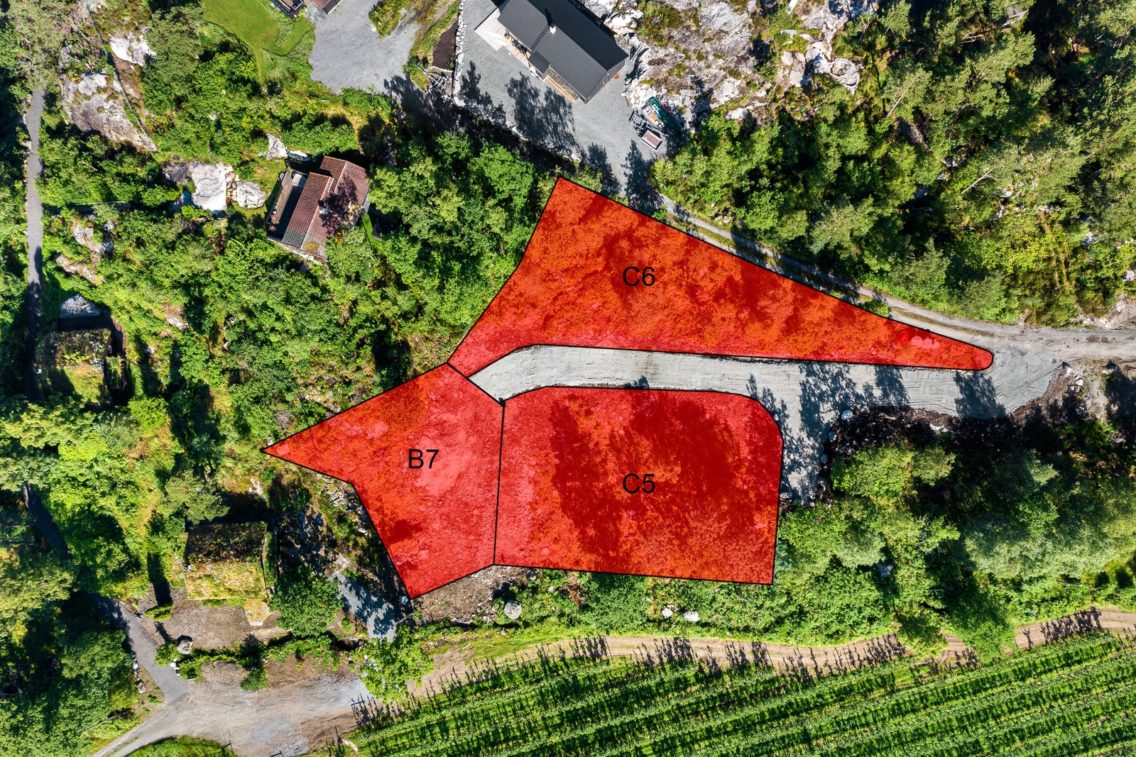 Kart over oppmålte tomter Galleribilde