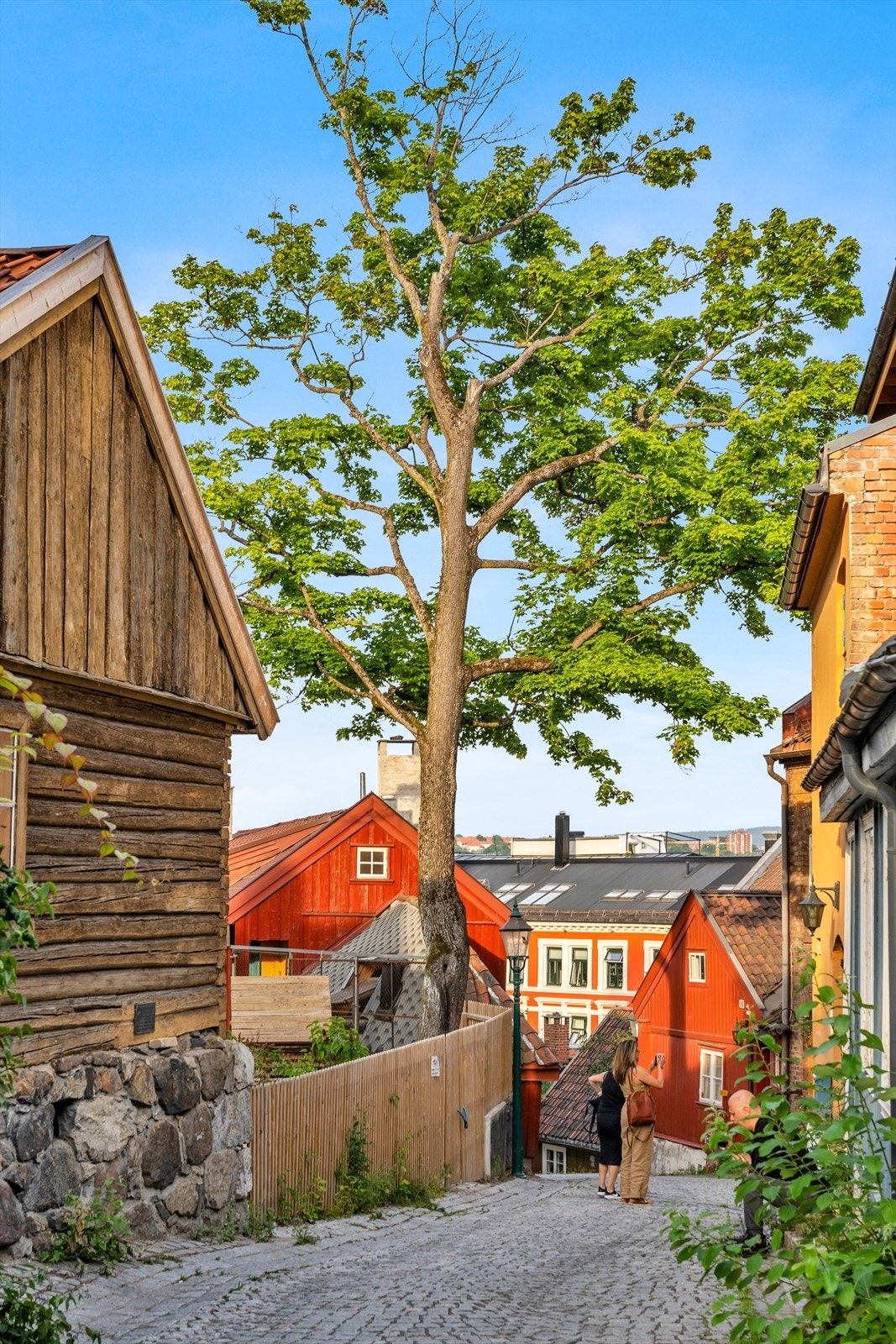 Rett utenfor hovedinngangen finnes historiske Damstredet med original trehusbebyggelse Galleribilde