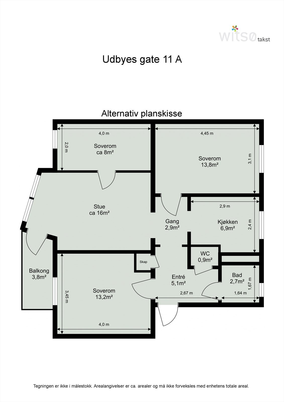 Alternativ planskisse, rombenevnelse etter tiltenkt bruk. Galleribilde