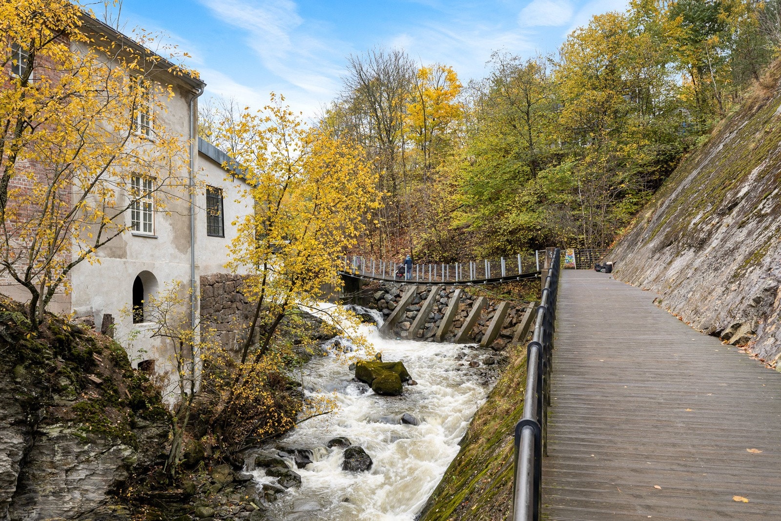 Svartdalsparken har en idyllisk tursti langs elvebredden mot sentrum eller mot Lillomarka. Galleribilde